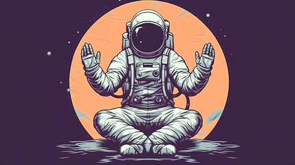 an astronaut finds equilibrium in yoga on an alien world