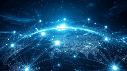 Fototapeta premium Global Network Connections with Glowing Nodes and Lines