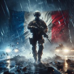 Heroic soldiers symbolizing war and peace	
