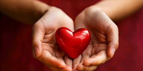 Close-up of Female Hands Holding a Heart, Symbol of Love and Emotion. Generative AI