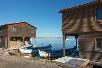 The area at the delta of river Axios in the Thermaic gulf, Thessaloniki, Greece, where there are...