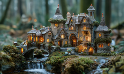 Fototapeta premium A charming miniature world with architectural houses.