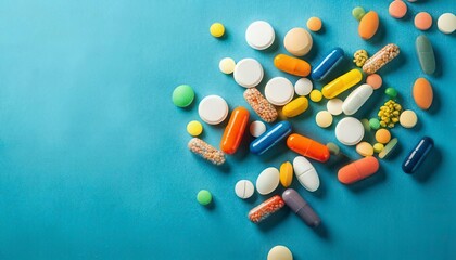 Pills. Concept for a healthy dietary supplementation. Copy space. Generated image