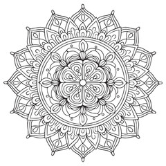 Fototapeta premium Perfect Mandala Coloring Page with Intricate Geometric Patterns
