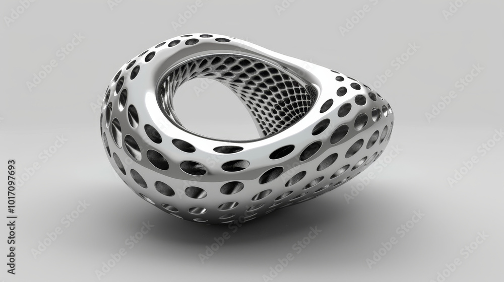 Poster abstract 3d background with silver white pink and blue toruses shapes objects. minimalistic futurist