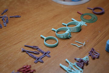 Molds for making rings, green molds from wax for the jewelry industry.