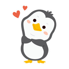 Vector illustration cute doodle baby penguin for digital stamp,greeting card,sticker,icon,design