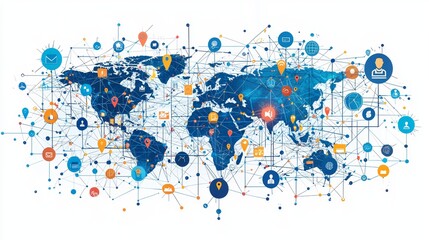 Fototapeta premium Global business network illustrating world communication and connection