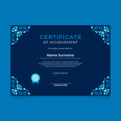 Naklejka premium Oriental Geometric Certificate Design with Ornament on Dark Theme