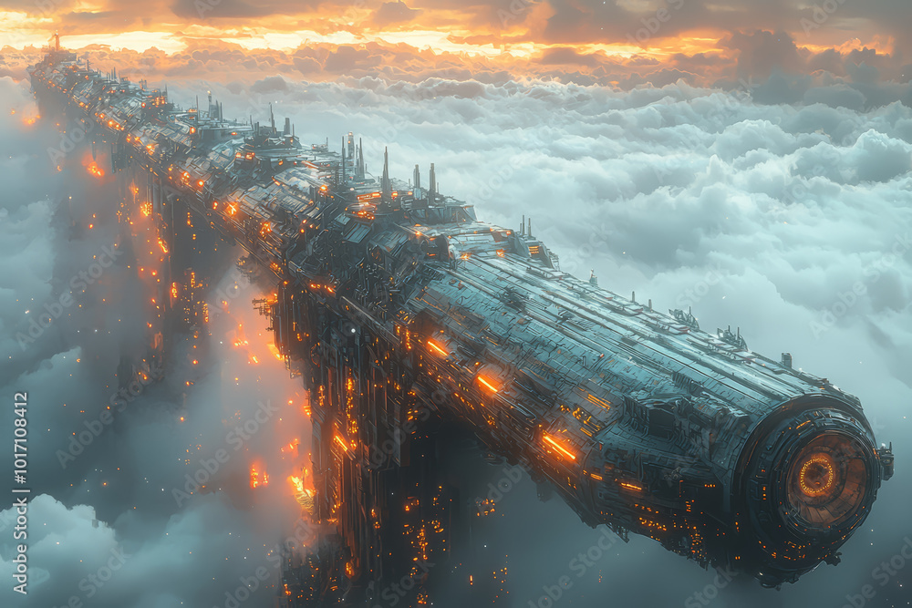 Poster a space station located at the crossroads of multiple universes, symbolizing the center of the multi
