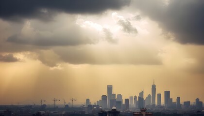 Fototapeta premium Cityscape with Dramatic Clouds.