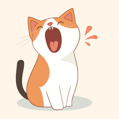 Cute cat cartoon mascot illustration