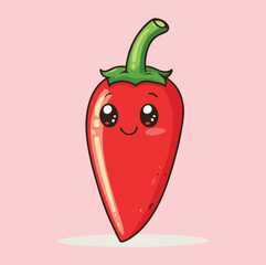 Cute red chili cartoon mascot illustration