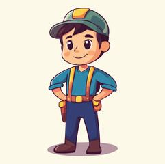 A cute super hero boy cartoon mascot illustration