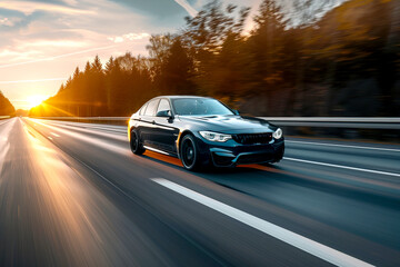Obraz premium car on the road, blur motion