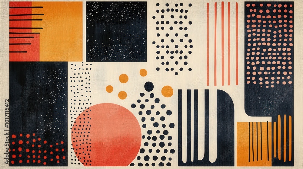 Poster playful retro rug graphic poster with minimalistic design in fun color palette and simple compositio