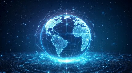 Digital Globe Connected by Network Lines and Stars