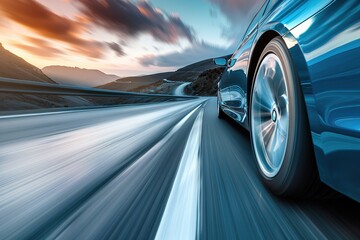 car on the road, blur motion