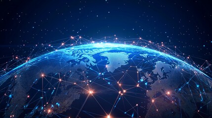 Digital Globe with Interconnected Nodes and Lines