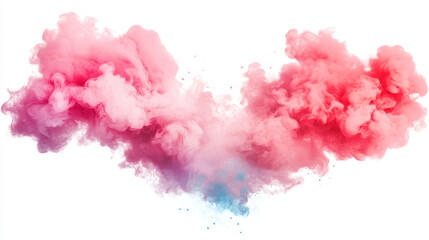 Fototapeta premium Abstract pink and blue cloud of smoke isolated on a white background.