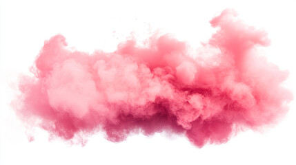 Fototapeta premium Pink smoke cloud isolated on white background.