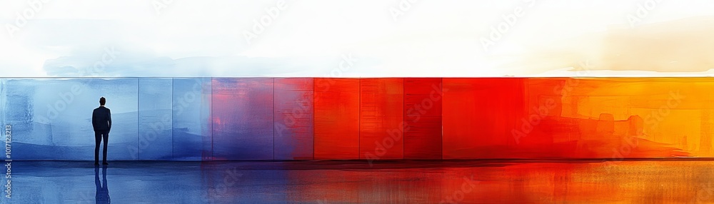 Poster manager's viewpoint in a colorful abstract space