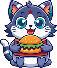 illustration of a cute foodie cat eating a burger1.eps