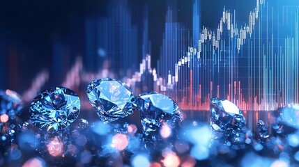A vibrant display of sparkling diamonds with a colorful financial graph in the background, symbolizing wealth and investment opportunities.