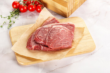 Uncooked raw beef steak for grill