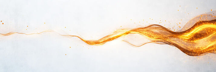 Abstract gold wave design on white background.