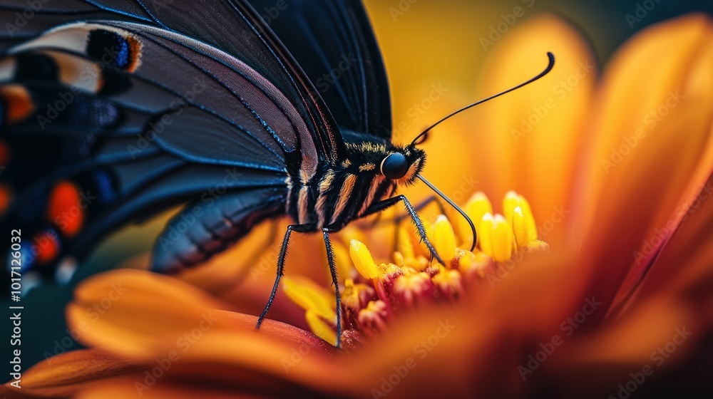 Canvas Prints Close-up of a Swallowtail Butterfly Feeding on an Orange Flower