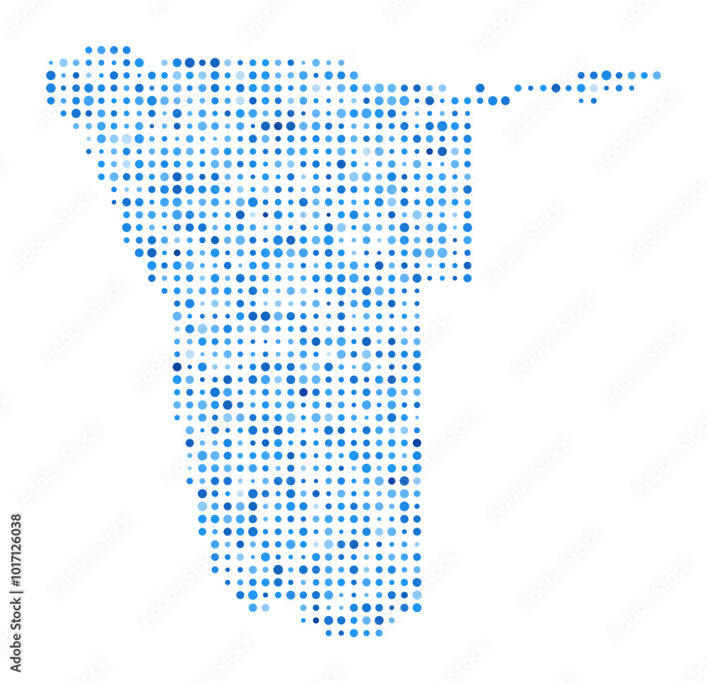 Poster namibia dot map. country digital style shape. namibia vector image. country shape with blue circular
