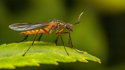 Naklejka premium Close-Up Photography of a Fly on a Green Leaf