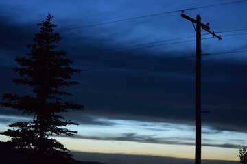 Utility Pole in Late Evening Landscape