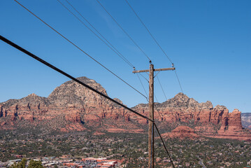 Utility Lines in Desert Landscape