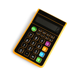 Modern calculator on white background