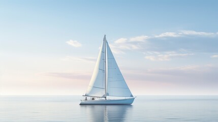 Obraz premium Sailing yacht in the sea at sunset.