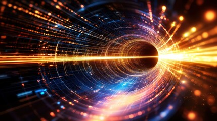 Obraz premium Abstract Tunnel of Light and Data in a Digital World