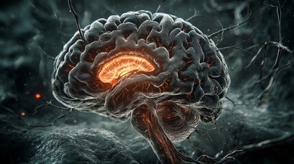 view of the human brain, highlighting the hippocampus and amygdala, detailed neural connections, showing brain's role in memory and emotion processing, realistic medical illustration