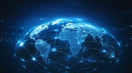 A Digital Globe with a Glowing Network of Connections