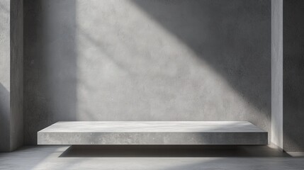 Minimal gray background, gray studio room scene, 3D bar workshop table, product design, kitchen floor, construction pattern, space mockup template, desk stage floor, podium, cement loft backdrop.