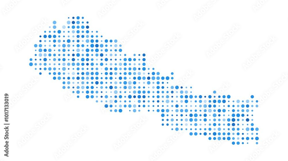 Aufkleber nepal dotted digital map. map of nepal with pulsating colored circles. shape of the country filled w