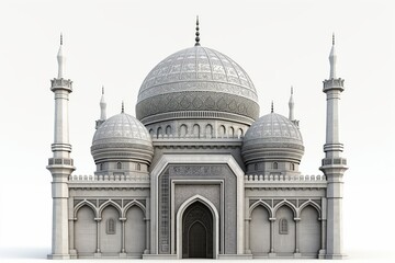 Obraz premium Architectural design of a mosque with traditional domes, representing cultural heritage and the beauty of Islamic architecture, Generative Ai