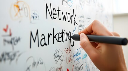 Hand with Marker Pen, Writing on Board, Chalkboard, Paper, Digital Marketing, Networks, AI Technology, Abstract Image, Texture, Pattern Background, Wallpaper, Cover and Screen of Smartphone, PC, Lapto