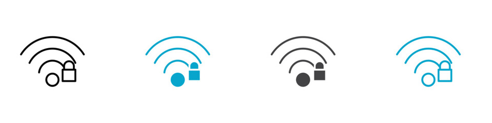 secure wifi icon Line graphics illustration
