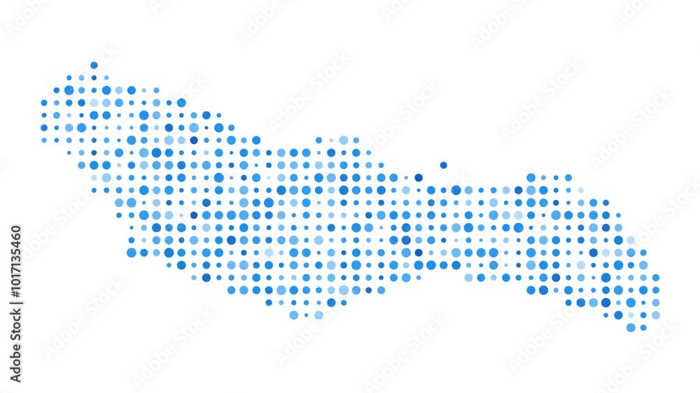 Poster saona island dotted digital map. map of saona island with pulsating colored circles. shape filled wi