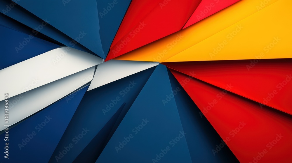 Canvas Prints Abstract Geometric Pattern of Blue, White, Red and Yellow Triangles