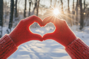 Two hands making a heart shape with the fingers. AI generation.