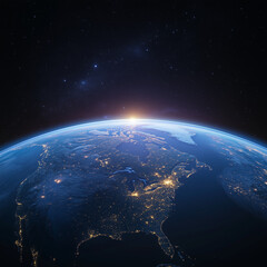 Fototapeta premium Bright Earth from Space: Observing Canada During the Winter Solstice