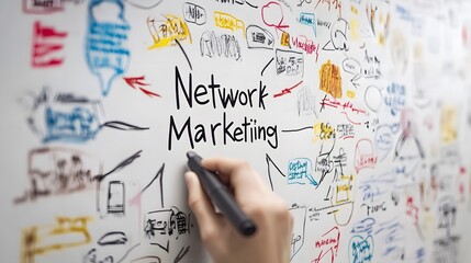 Hand with Marker Pen, Writing on Board, Chalkboard, Paper, Digital Marketing, Networks, AI Technology, Abstract Image, Texture, Pattern Background, Wallpaper, Cover and Screen of Smartphone, PC, Lapto